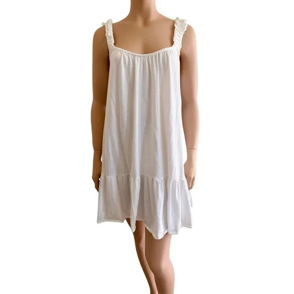 J.Crew Re-Imagine White Cotton Ruffle Strap Tiered Mini Dress Small - Picture 11 of 12